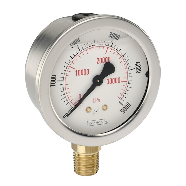 Pressure Gauge, 0 to 6000 psi psi, 2-1/2 in Dial, 1/4 in NPT or 7/16 in-20 Adjustable NPT